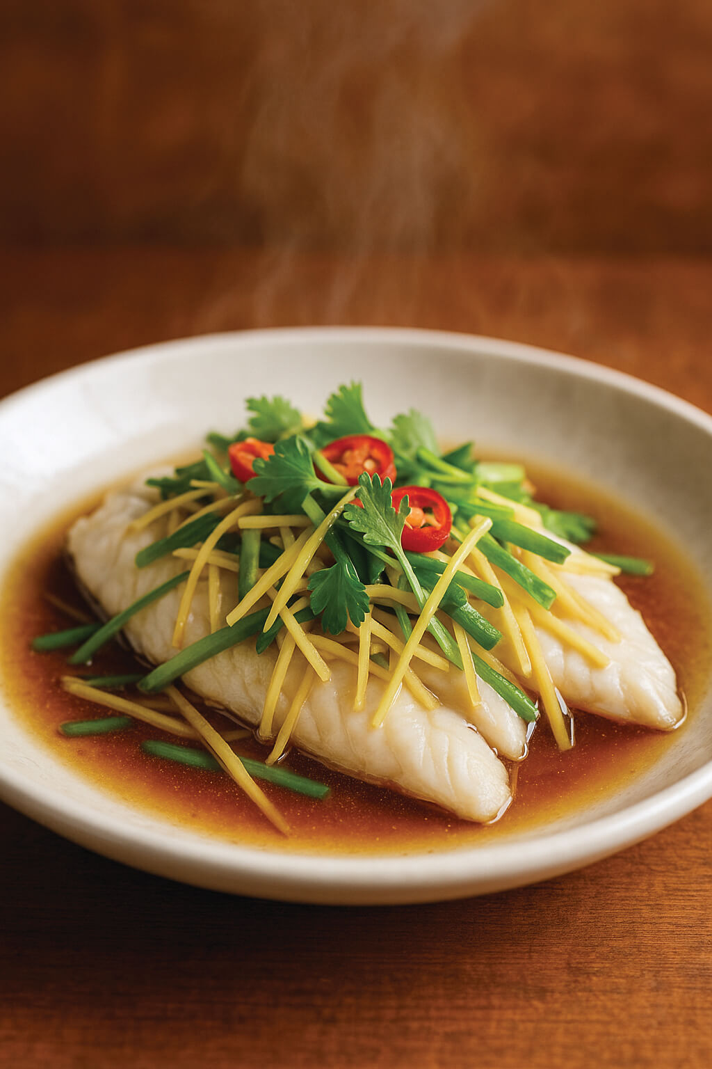 Steamed Fish with Ginger and Scallions
