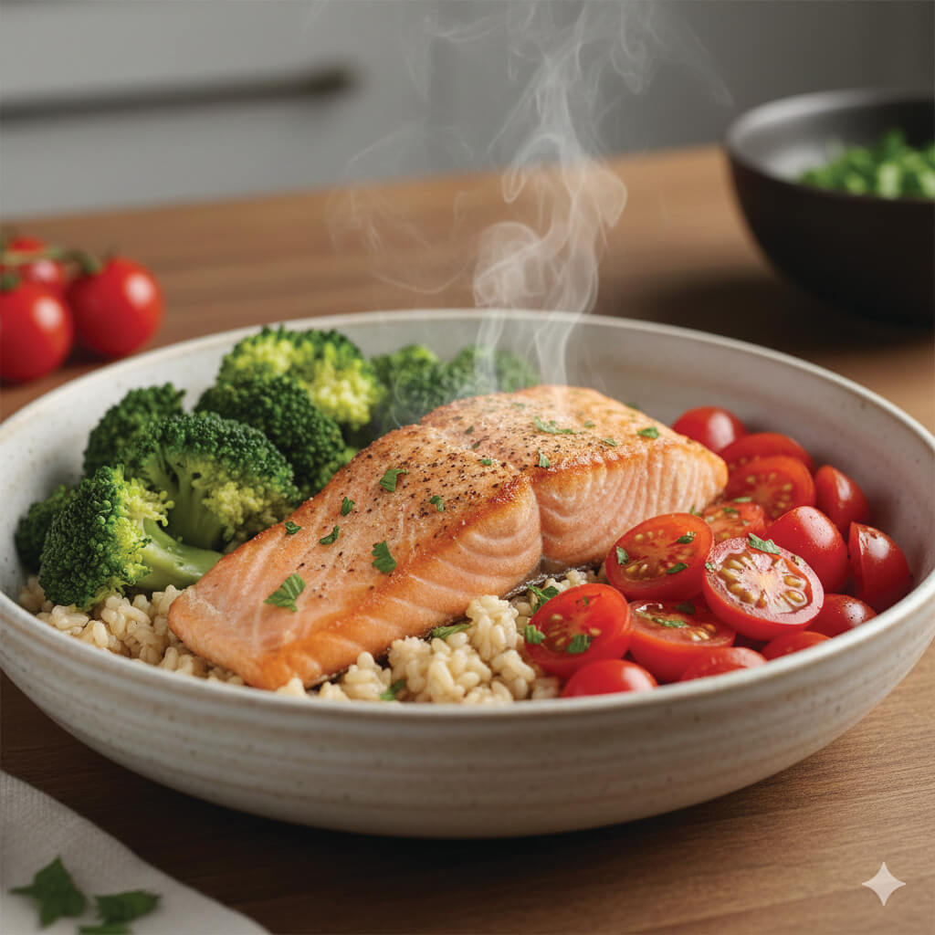 Salmon & Vegetable Brown Rice Bowl